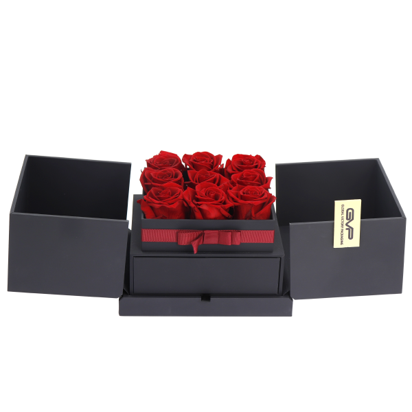 Double door rigid boxes luxury flower box