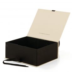 folding rigid box with luxury white and black custom gold logo