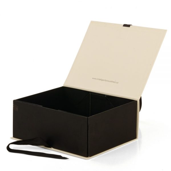 folding rigid box with luxury white and black custom gold logo